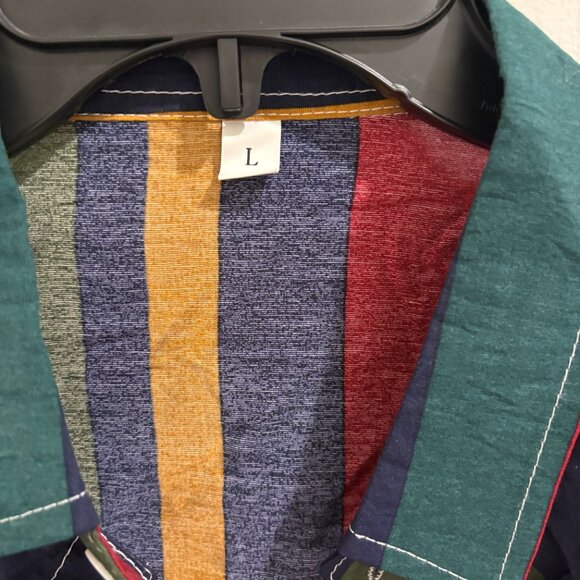 Large Colorful Striped Short Sleeve Shirt - Picture 2 of 3